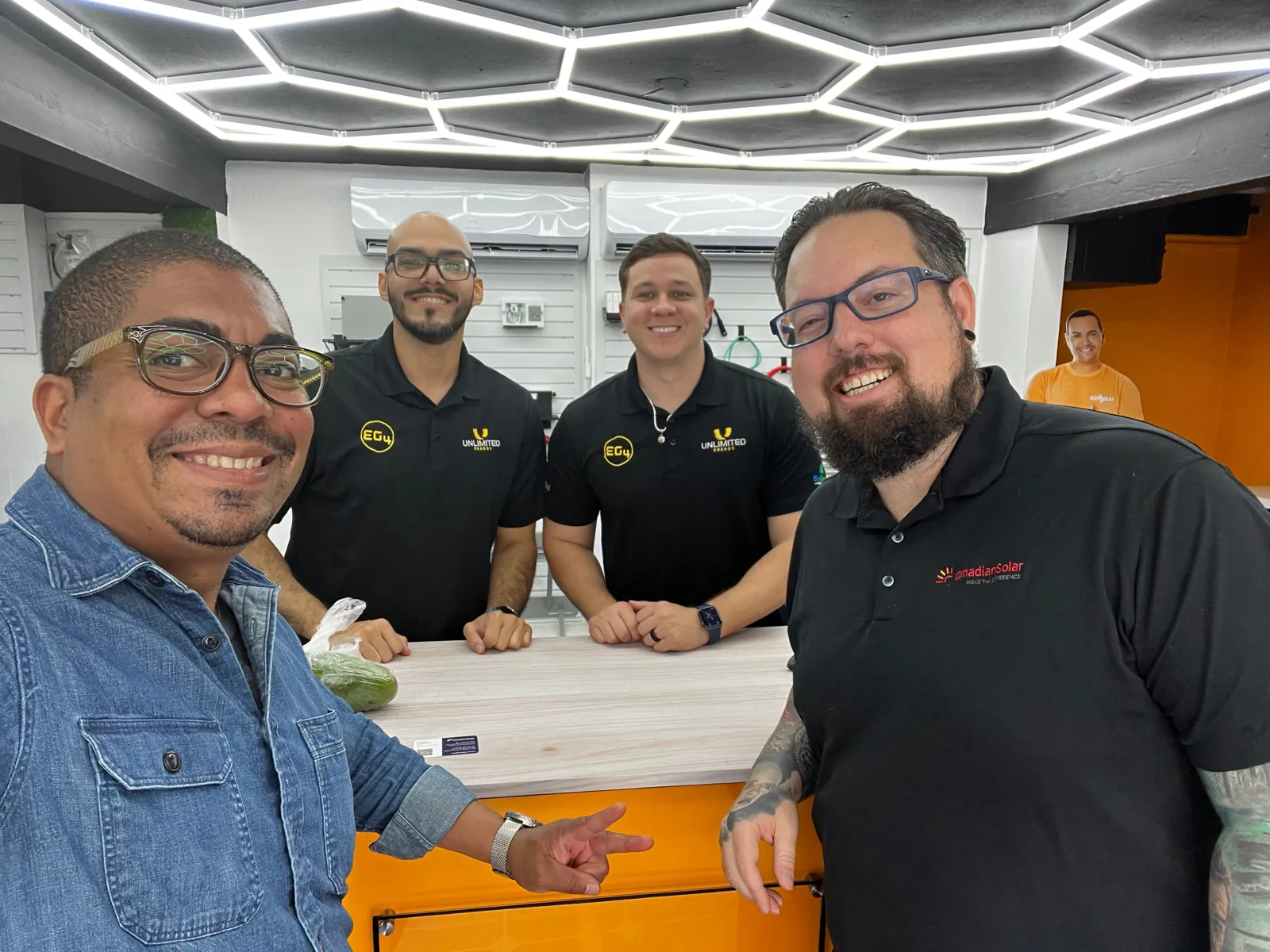 Vázquez with installer and distributor partners in Puerto Rico